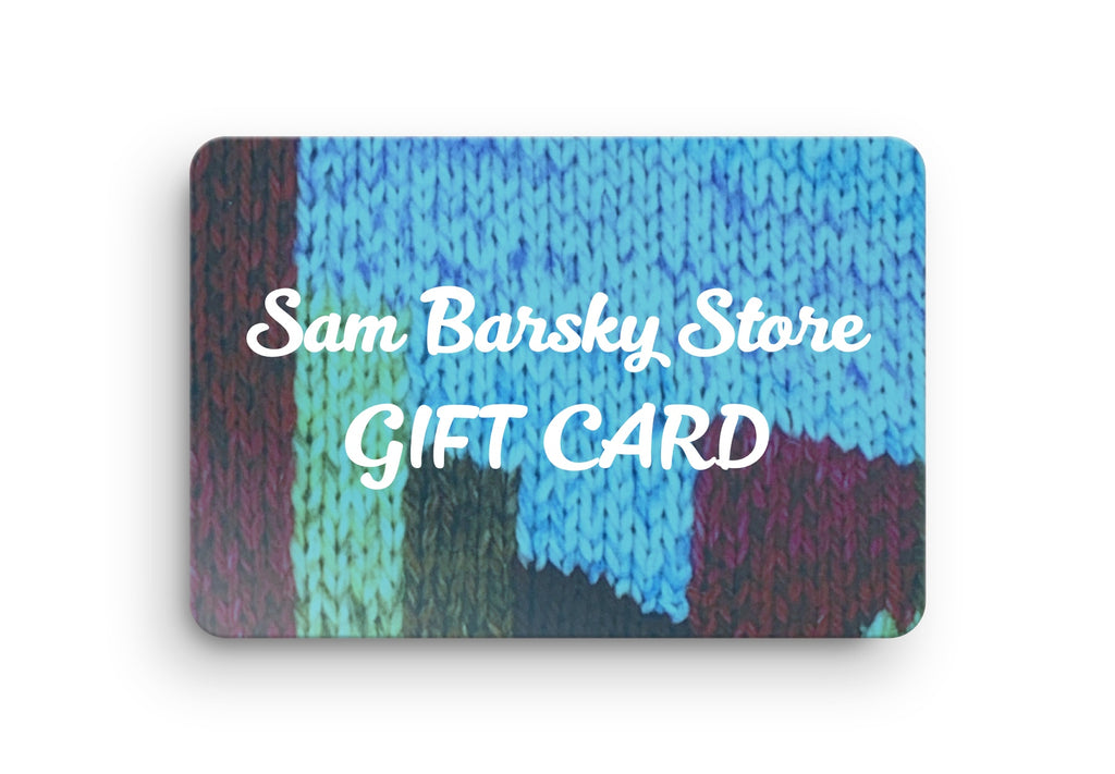 Gift Card for the Sam Barsky Store - T-shirt replicas of Sam's artistic sweater creations.